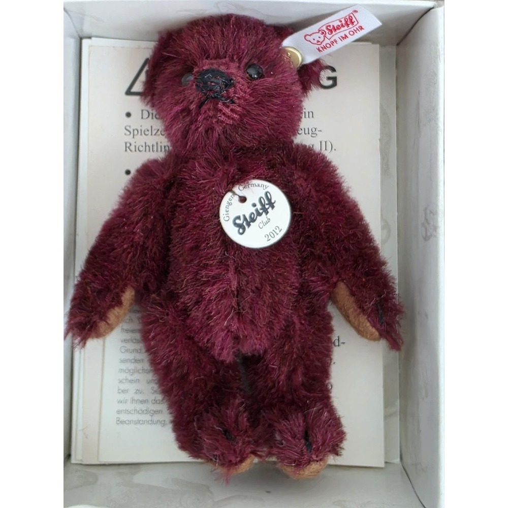 Steiff Club Annual Gift 2012 Burgundy Alpaca Teddy Bear 10cm EAN 421228 Box COA